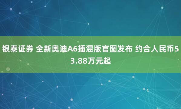 银泰证券 全新奥迪A6插混版官图发布 约合人民币53.88万元起